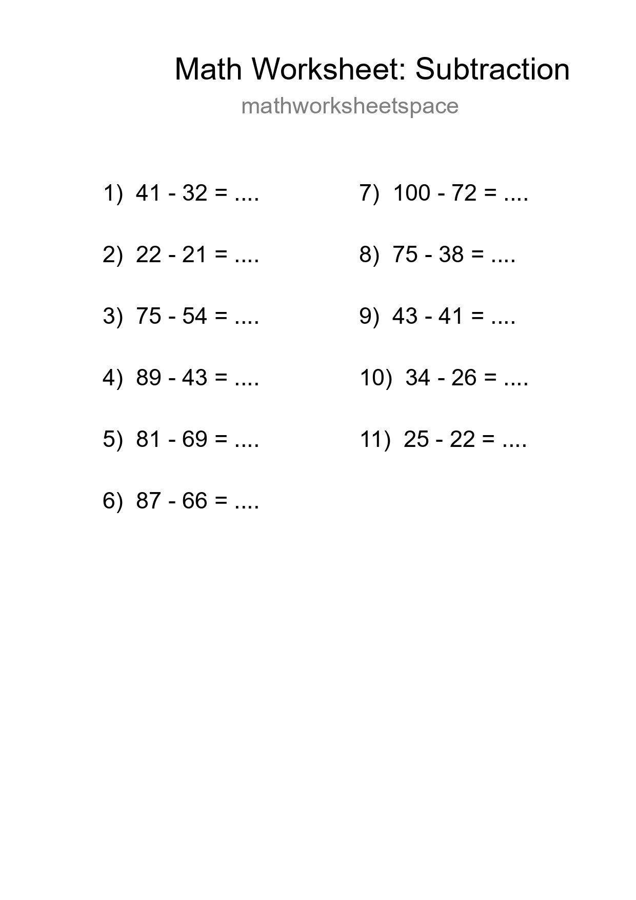 Free 11 Subtraction Math Worksheet For Grade 3 With Answers - Part 258