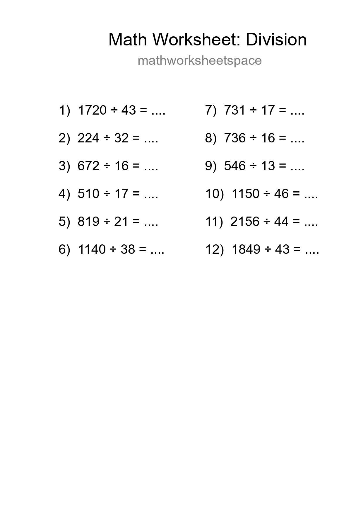 Free 12 Division Math Worksheet For Grade 2 - Part 154