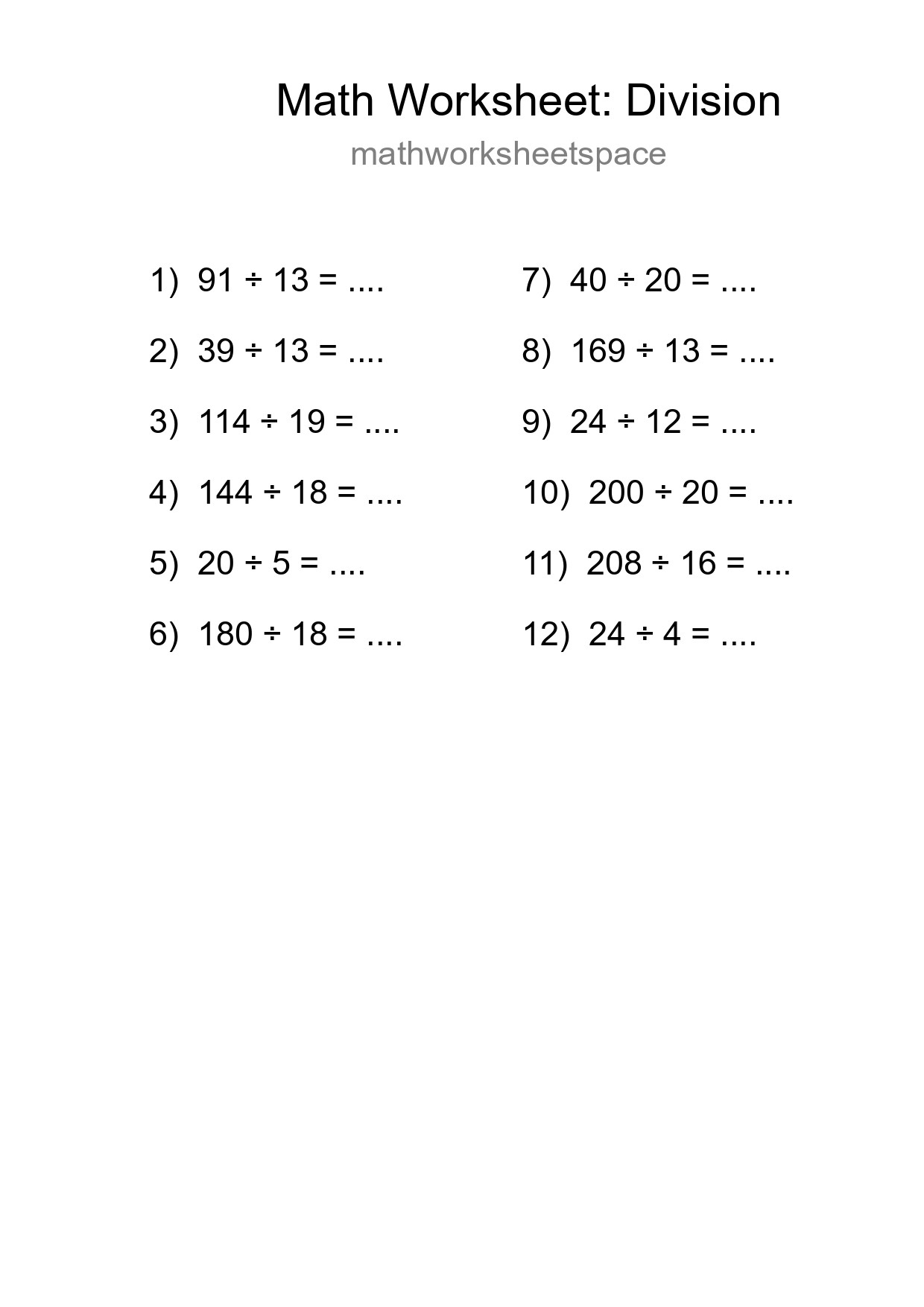 Free 12 Division Math Worksheet For Grade 2 With Answers - Part 164