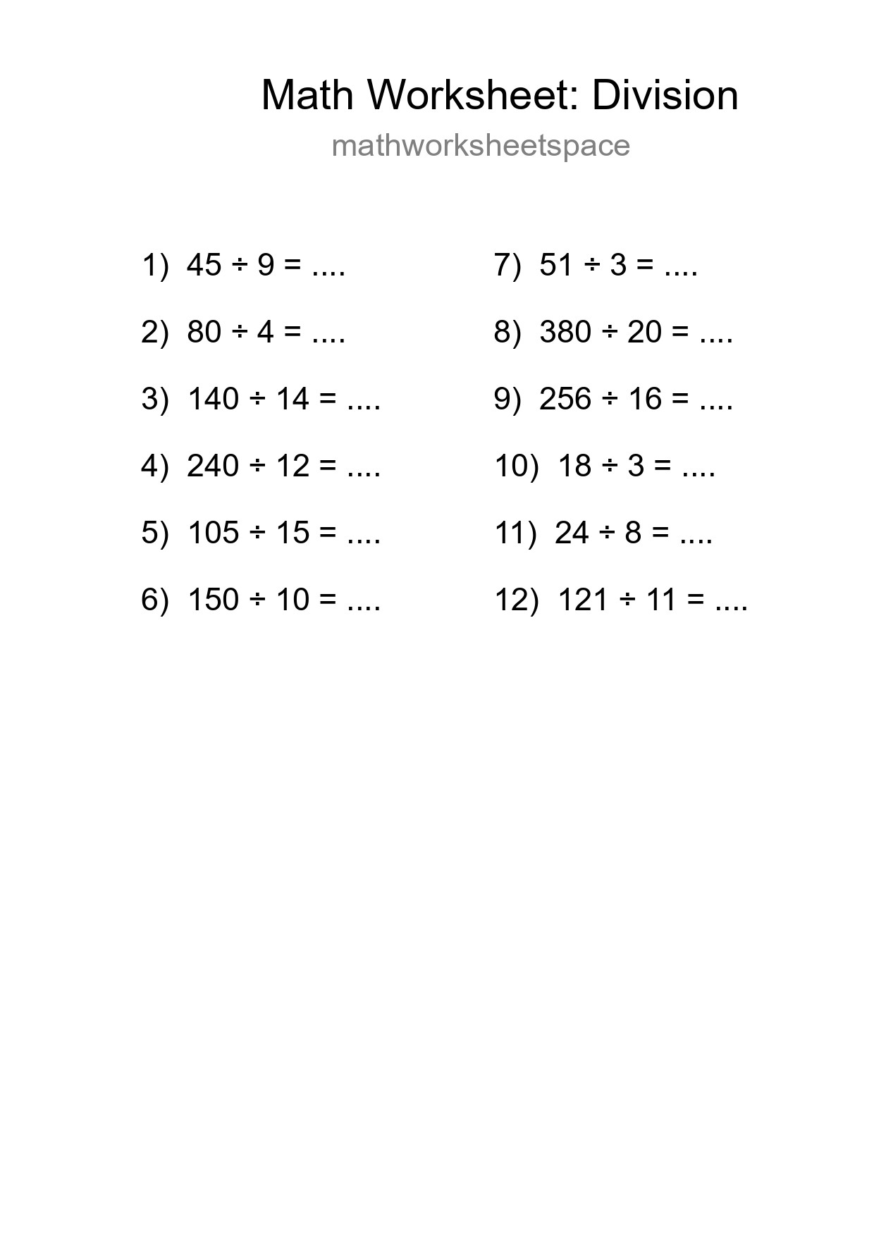 Free 12 Division Math Worksheet For Grade 2 With Answers - Part 214