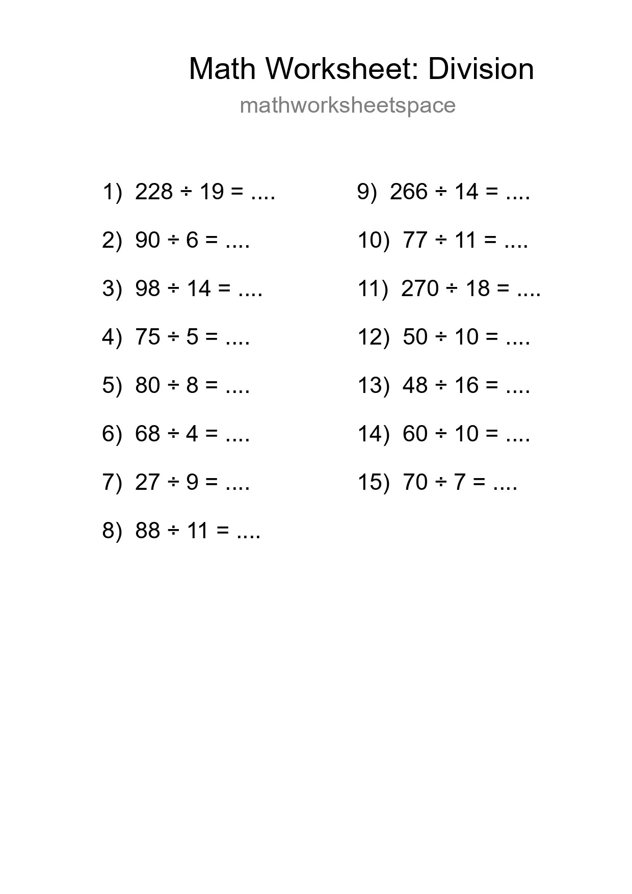 Free 15 Division Math Worksheet For Grade 2 With Answers - Part 204