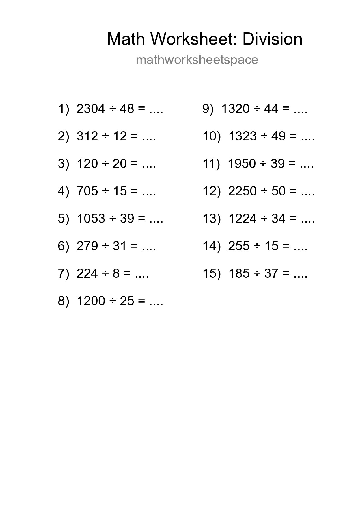 Free 15 Division Math Worksheet For Grade 2 With Answers - Part 254