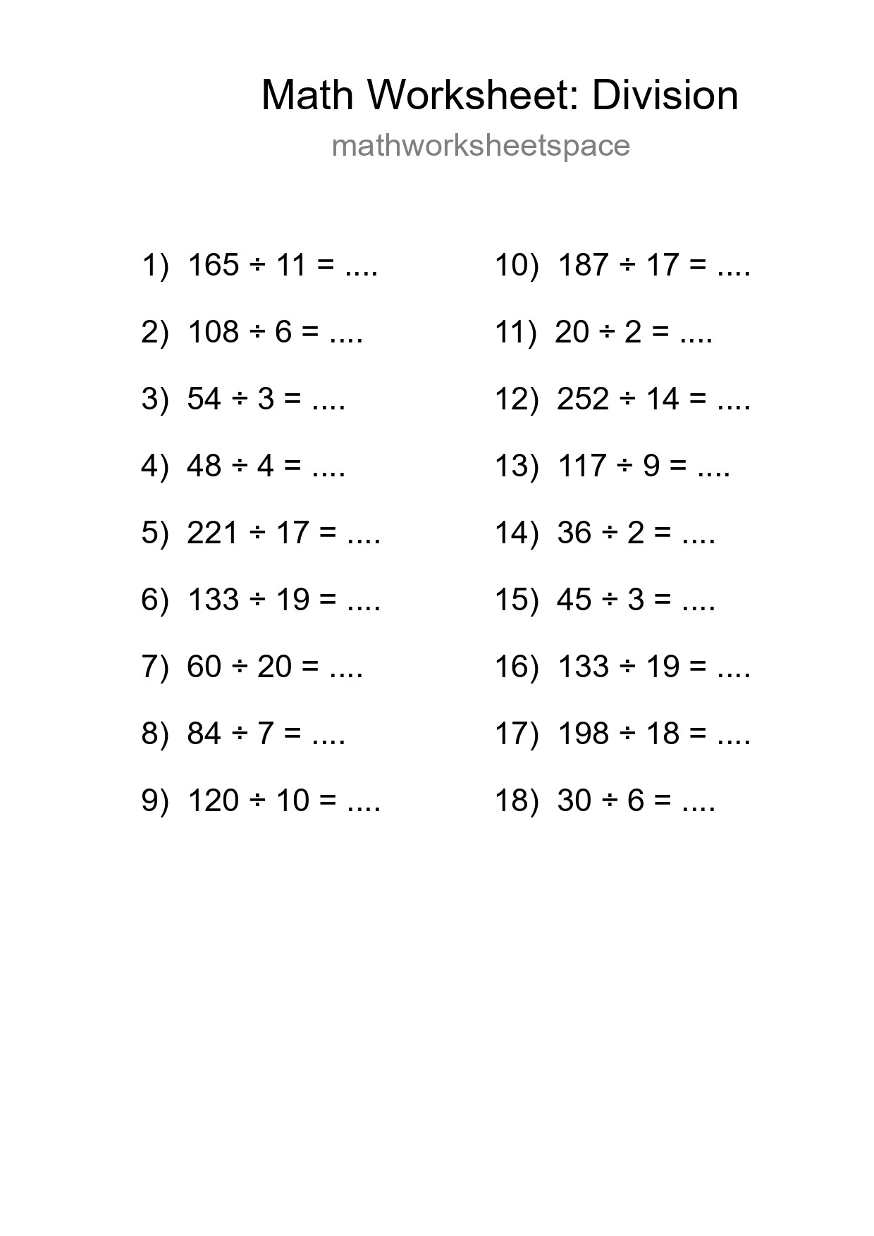 Free 18 Division Math Worksheet For Grade 2 With Answers - Part 234