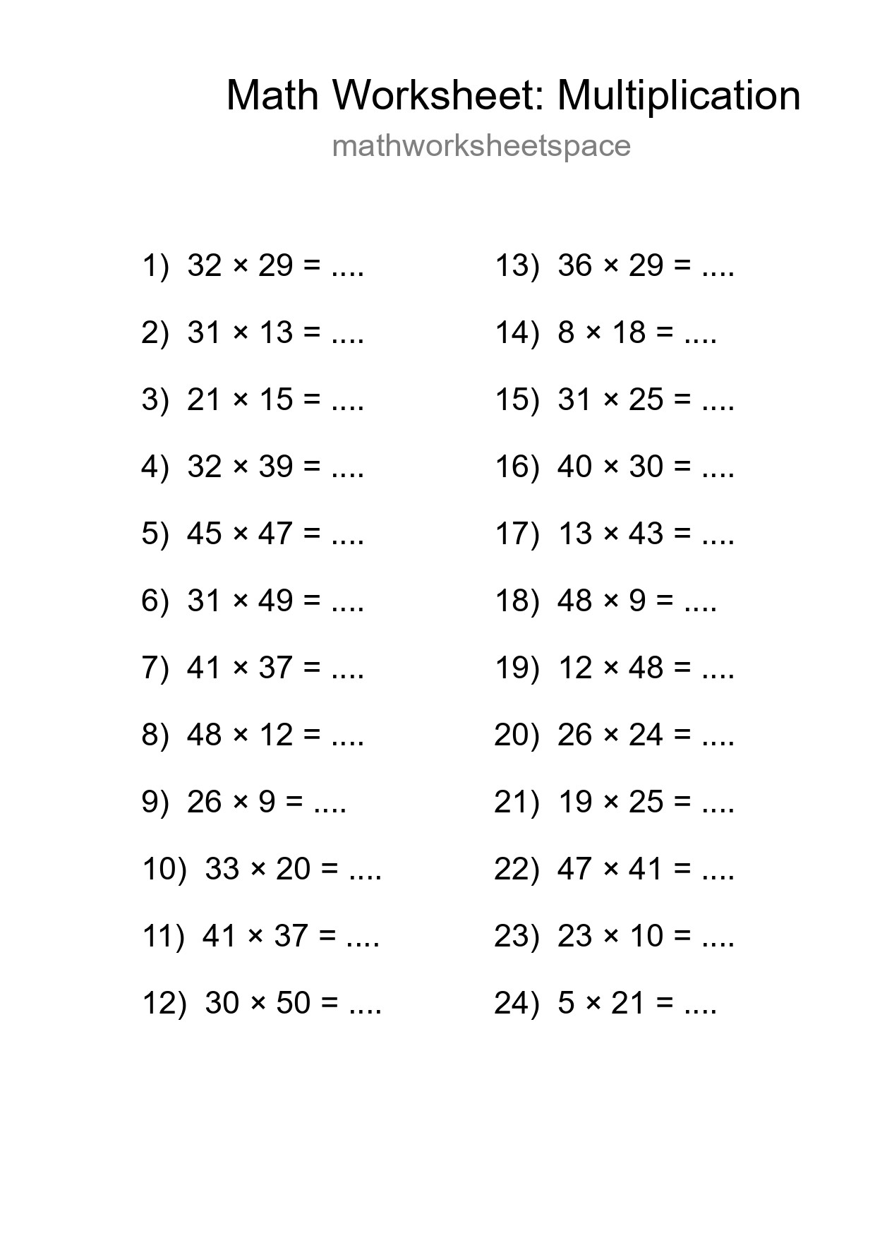 Free 24 Multiplication Math Worksheet For Grade 2 With Answers - Part 167