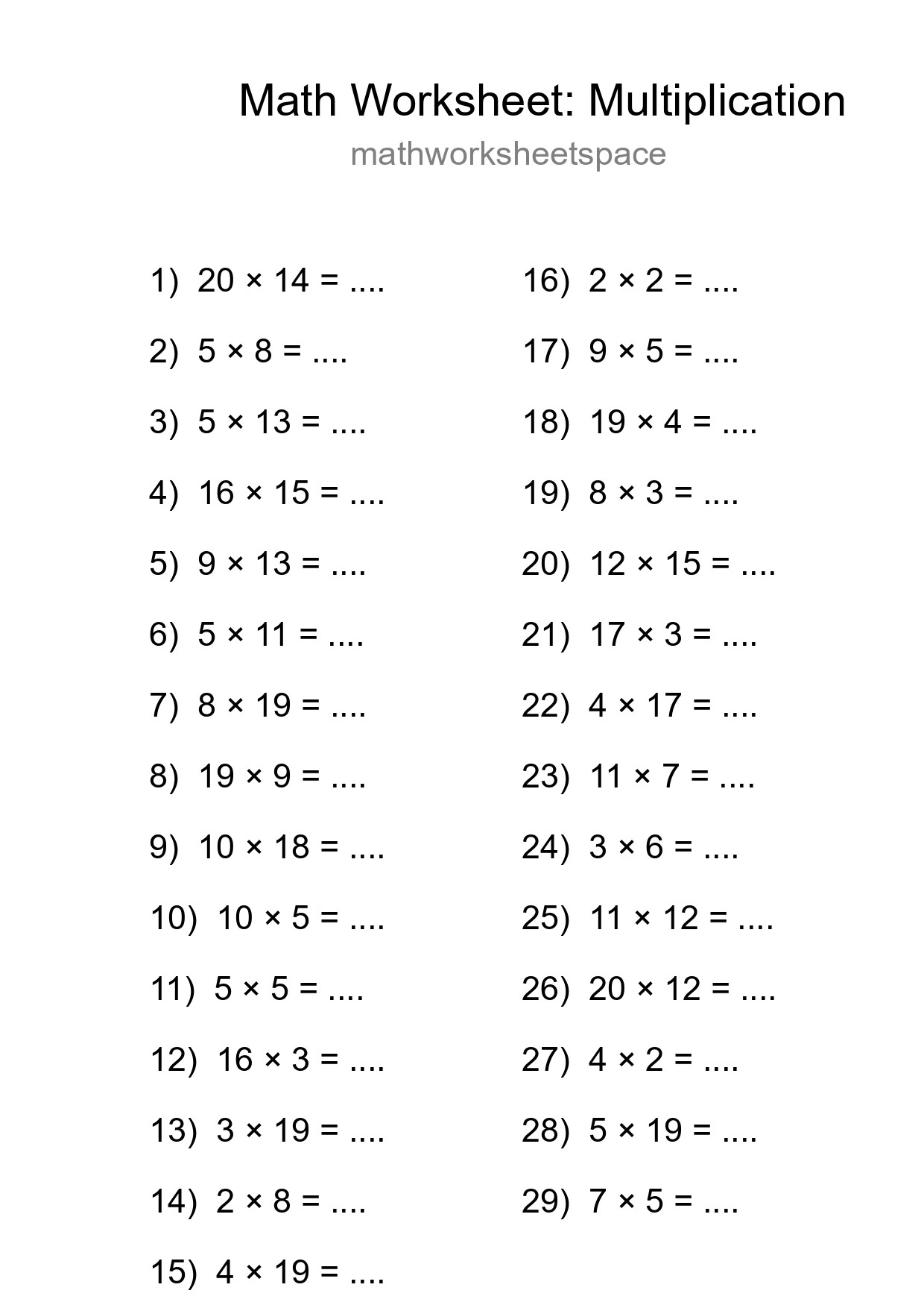 Free 29 Multiplication Math Worksheet For Grade 2 With Answers - Part 187