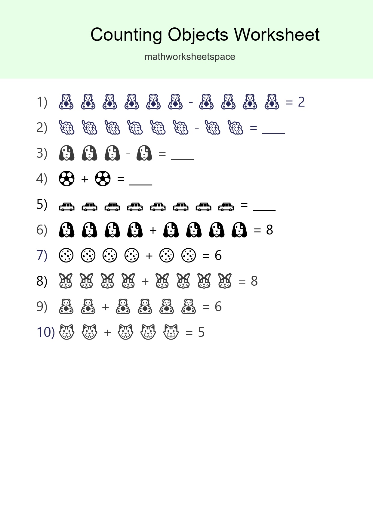 Free Counting Objects Worksheet For Kindergarten - Part 253