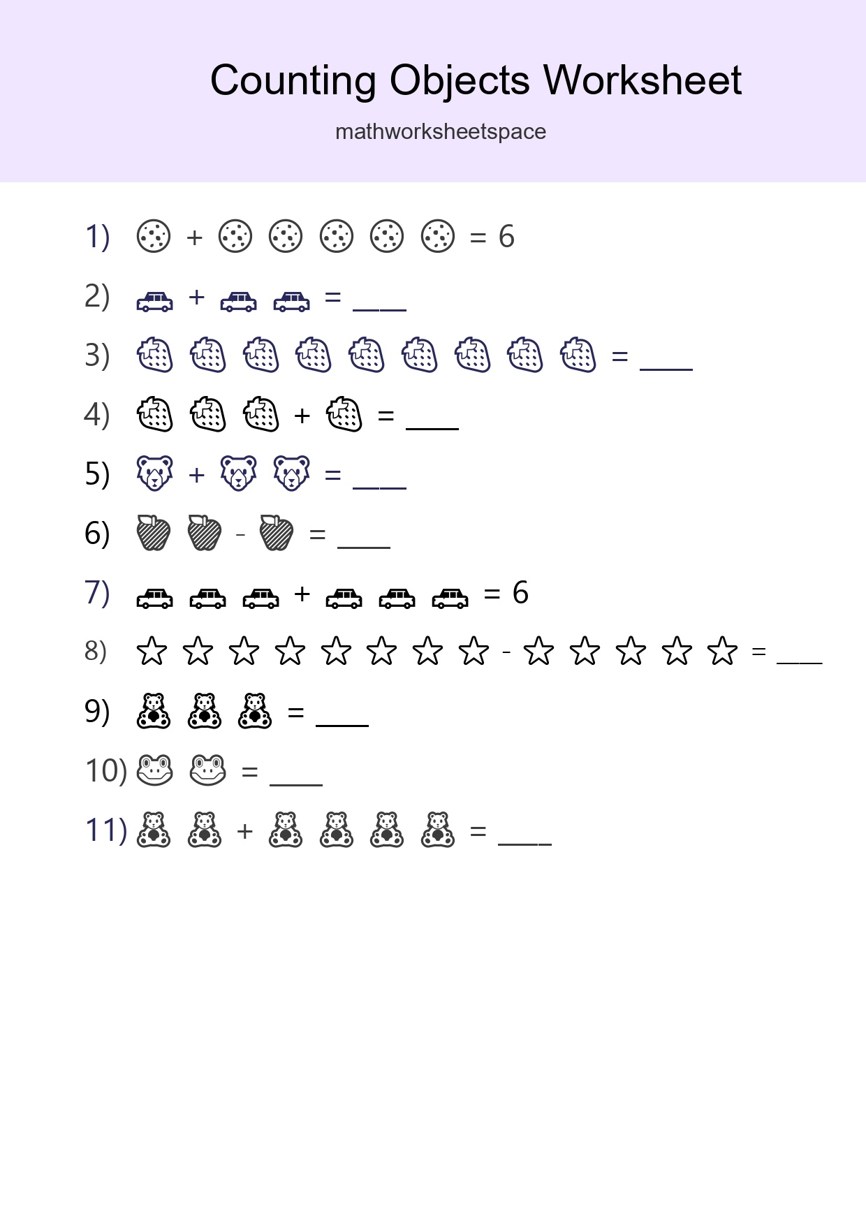 Free Counting Objects Worksheet For Kindergarten Printable - Part 213