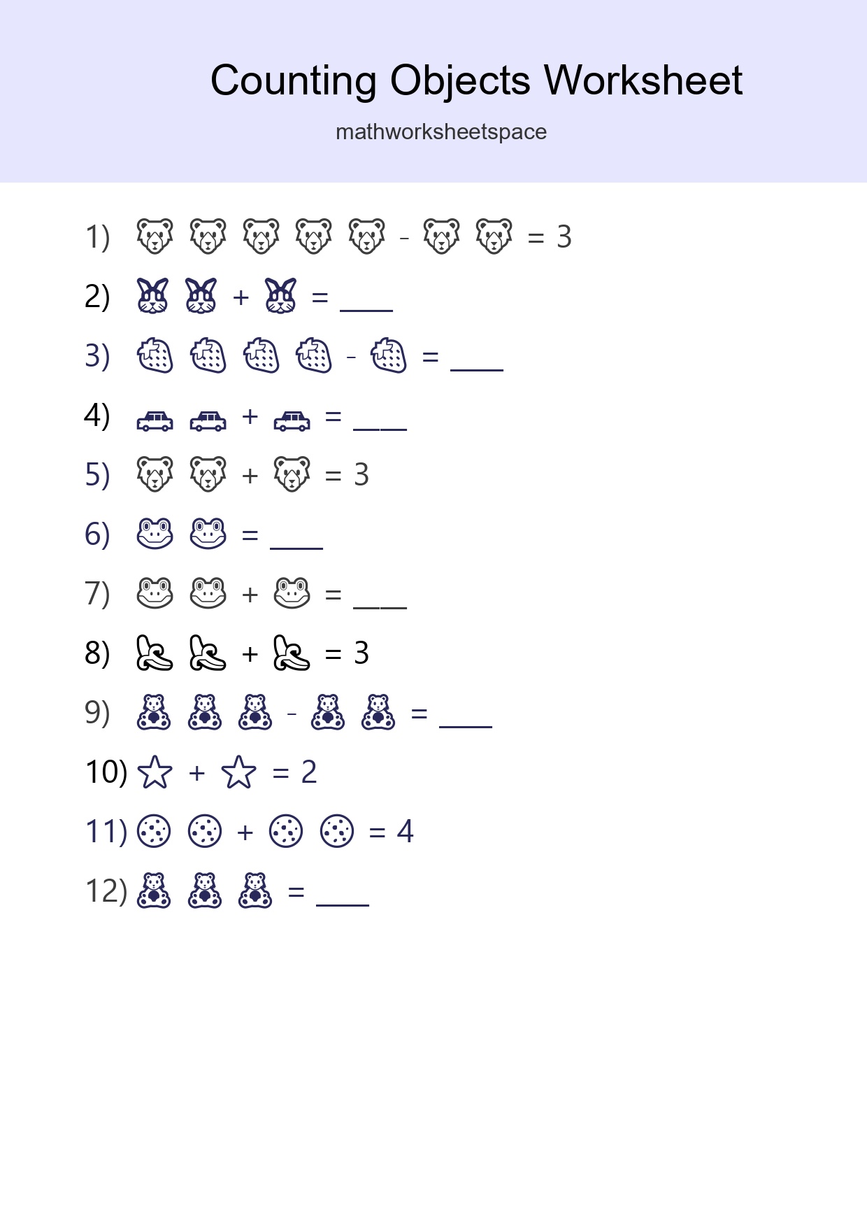 Free Counting Objects Worksheet For Pre-K Printable - Part 113