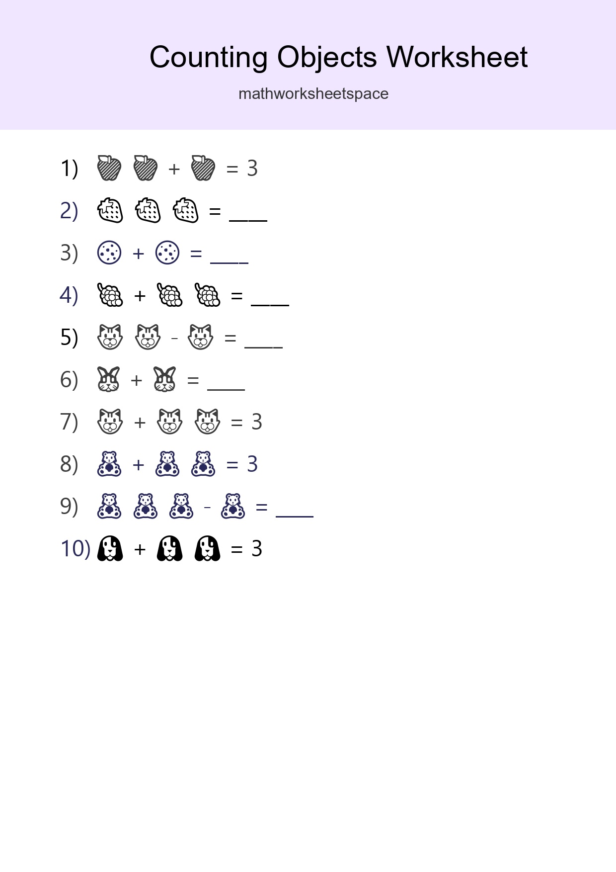 Free Counting Objects Worksheet For Pre-K Printable - Part 223