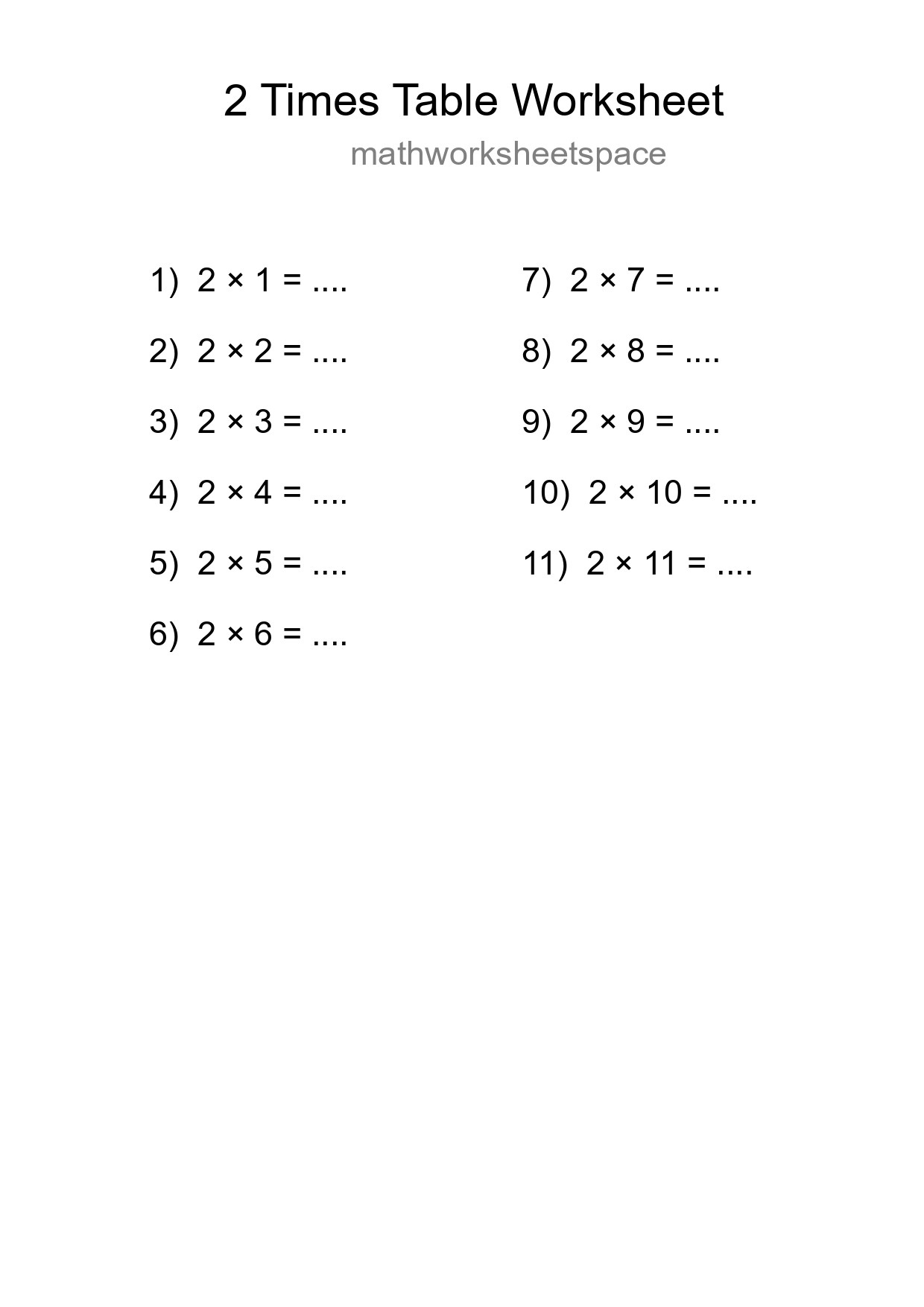 Grade 2 Multiplication Table 2 Practice - Part 269