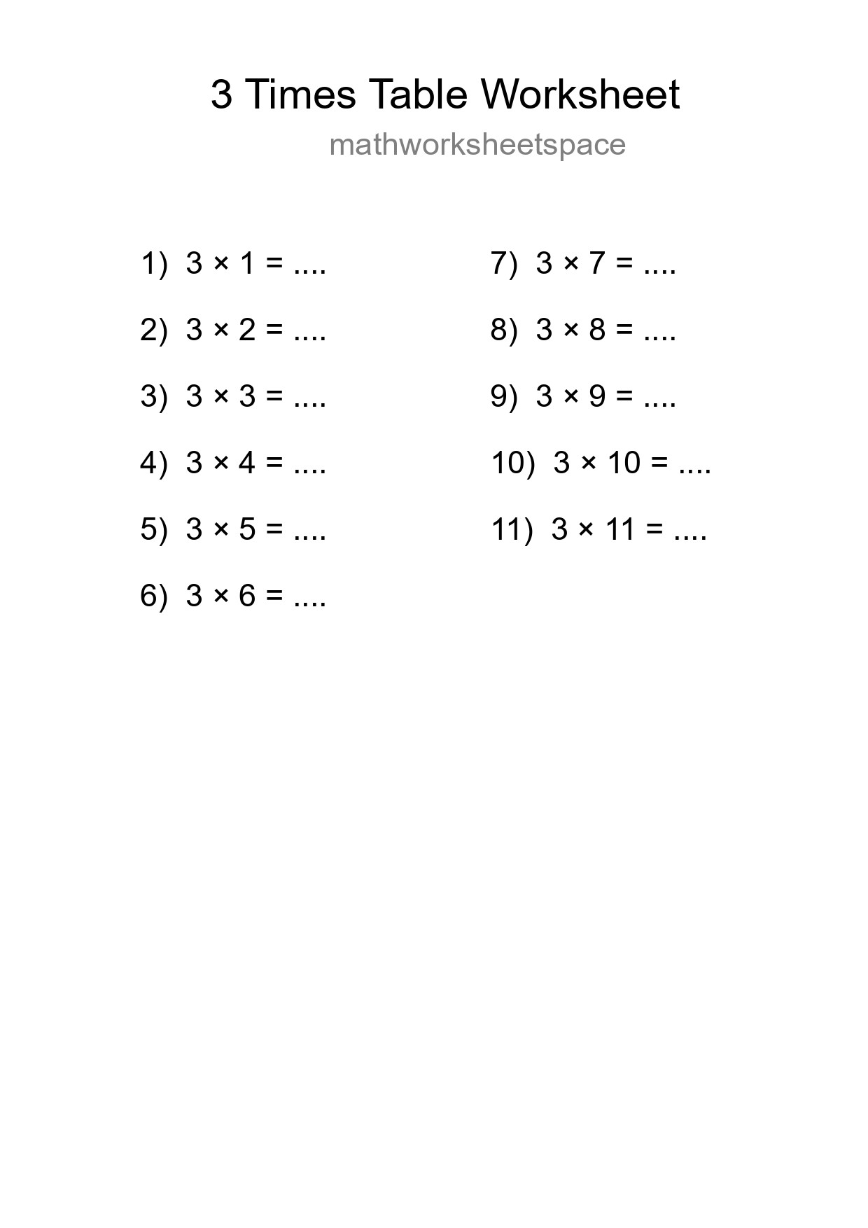 Grade 2 Multiplication Table 3 Practice - Part 289