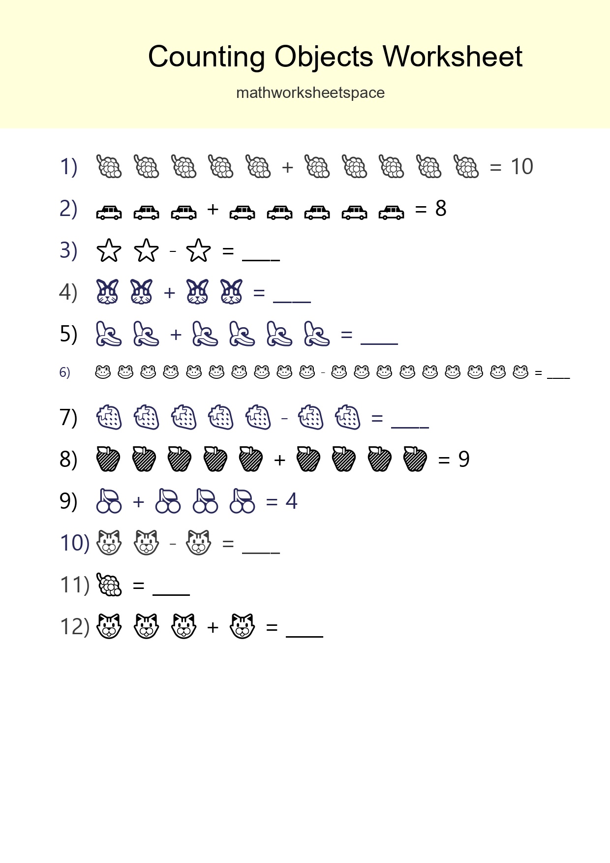Kindergarten Count The Objects Worksheet - Part 203
