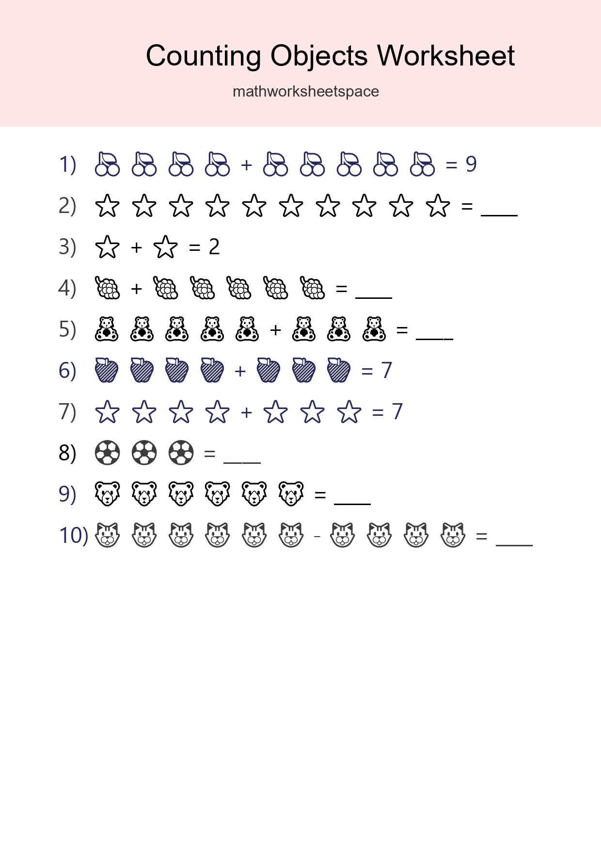 Kindergarten Count The Objects Worksheet - Part 3
