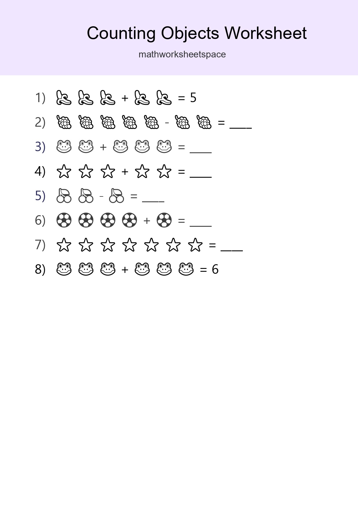 Learn Counting With Pictures Worksheet (Kindergarten) - Part 103