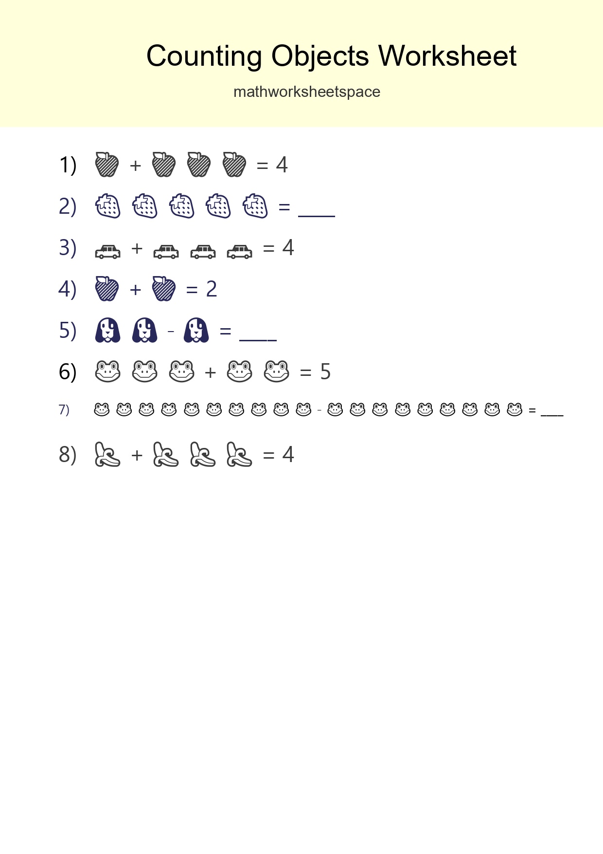 Learn Counting With Pictures Worksheet (Kindergarten) - Part 123