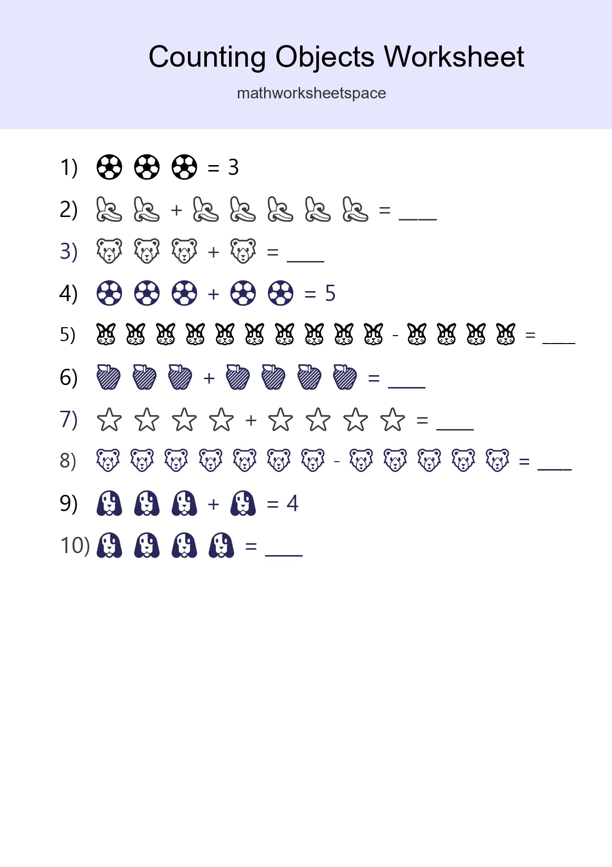 Learn Counting With Pictures Worksheet (Kindergarten) - Part 13