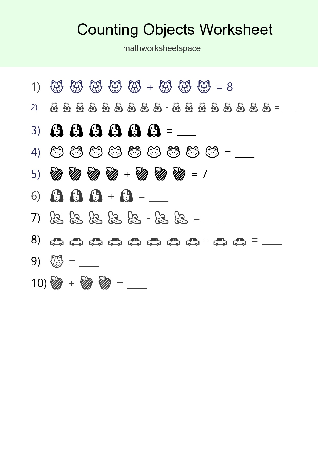 Learn Counting With Pictures Worksheet (Kindergarten) - Part 193