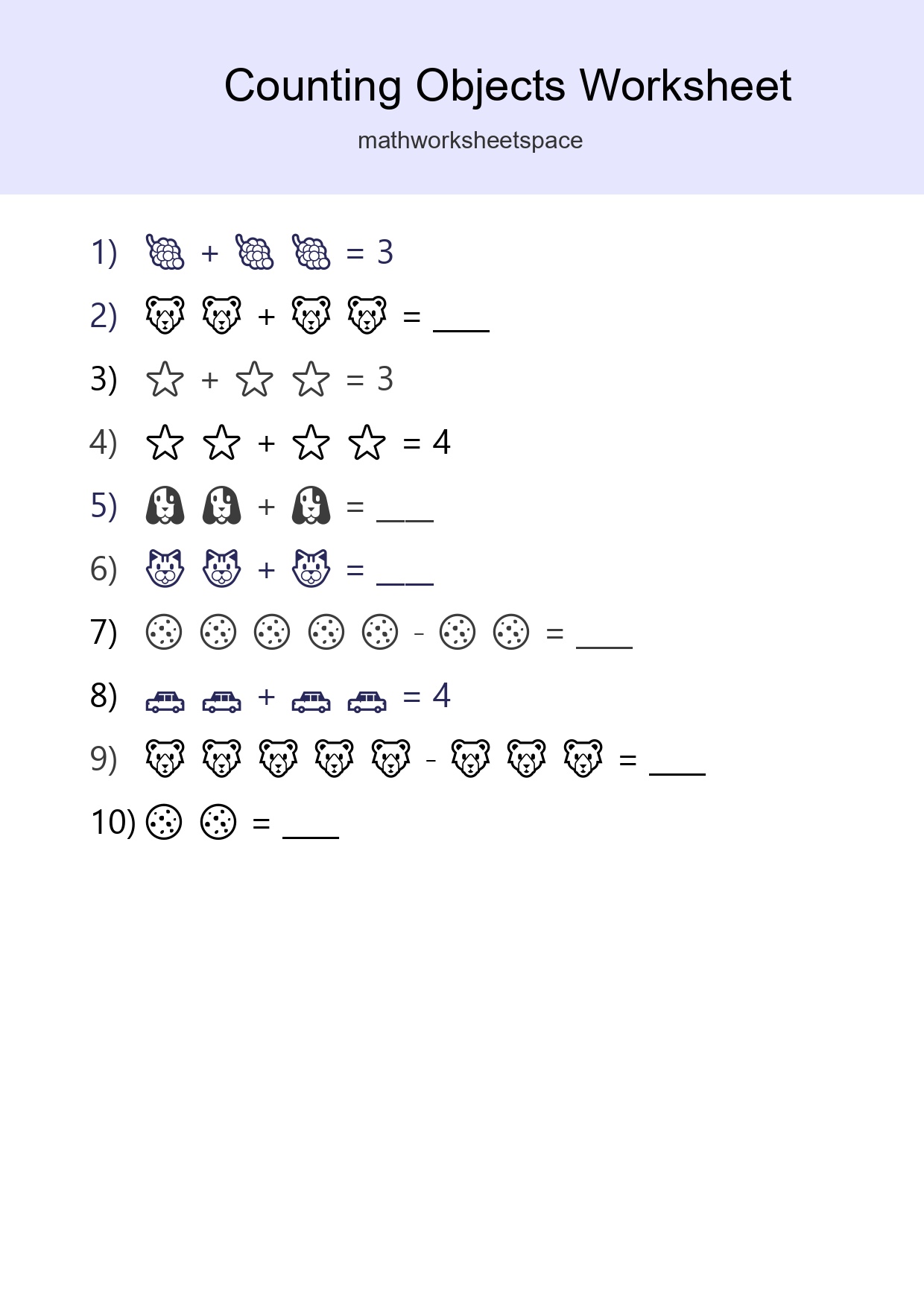 Pre-K Count The Objects Worksheet - Part 283