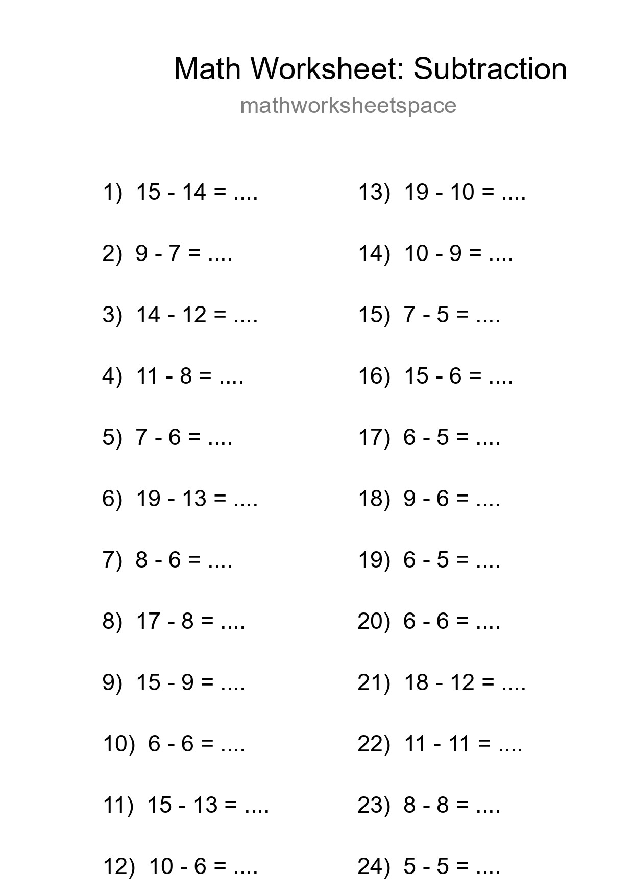 Printable Free 24 Subtraction Math Worksheet For Grade 2 - Part 218